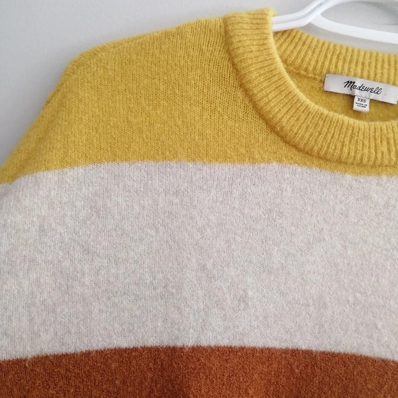 Madewell Crofton Wool and Alpaca Blend Stripe Textured Knit Sweater Oversize XXS - Picture 5 of 16